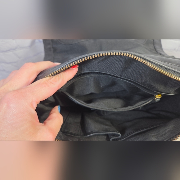 Badgley Mischka Black and Gold Satchel with Glossy Finish - Picture 11 of 16